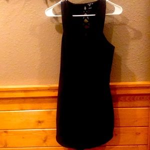 DRESS, WINDSOR V-NECK & BACK LACED, BLACK, WOMEN'S